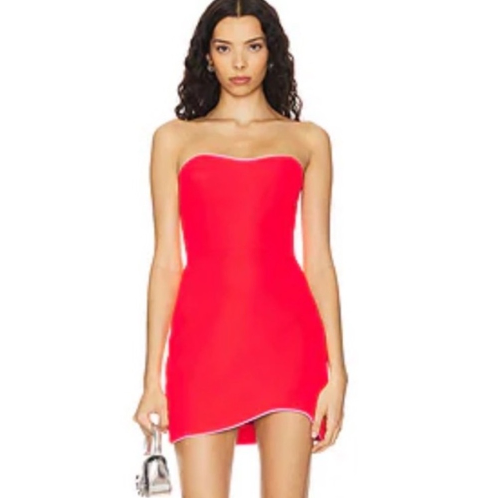 Amanda Uprichard Adrienne Mini Dress in Bright Red Crimson